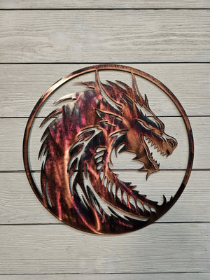 Dragon Silhouette Metal Wall Art Wall Art Third Shift Fabrication Copper River 15 Inch 