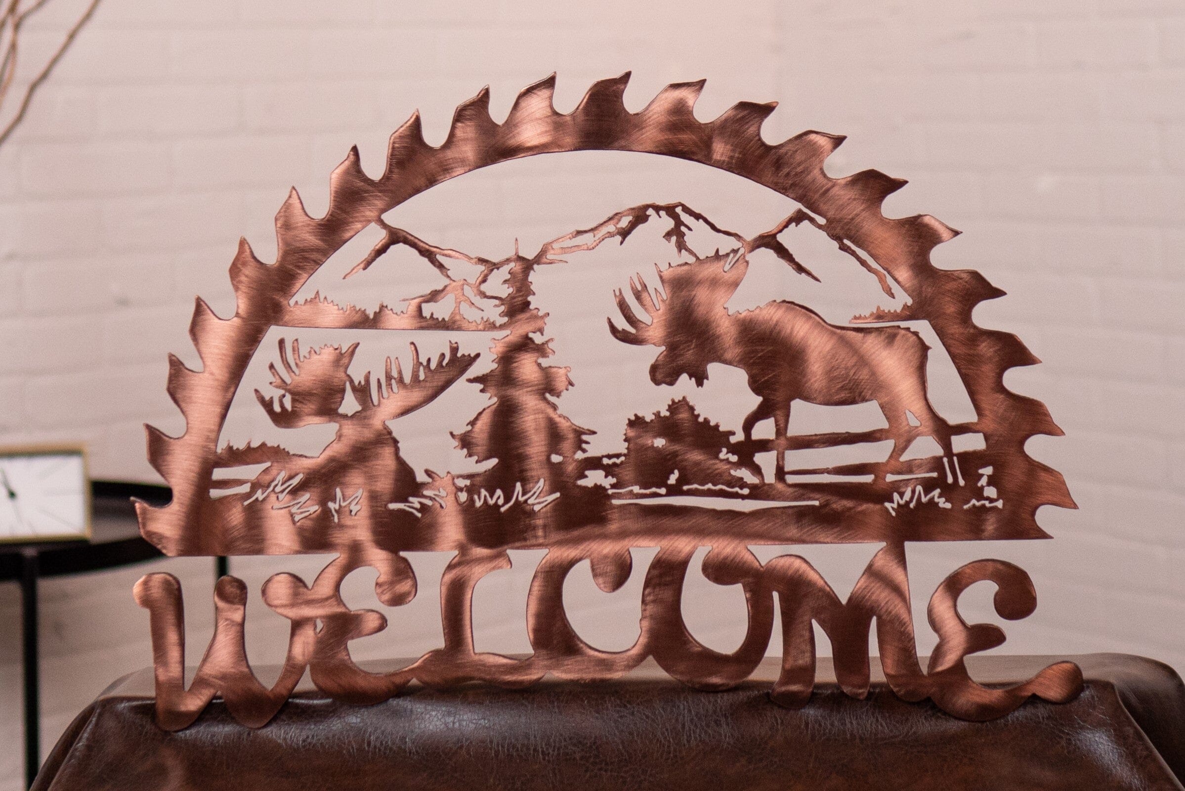 Moose Sawblade Welcome Sign Wall Art Third Shift Fabrication Classic Copper 