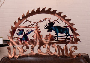 Moose Sawblade Welcome Sign Wall Art Third Shift Fabrication Copper Torch 