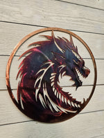 Mystical Dragon Metal Wall Art Wall Art Third Shift Fabrication Copper Torch 15 Inch 