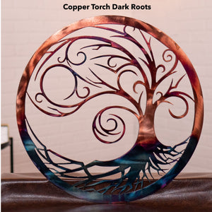 Starry Night Tree of Life Wall Art Third Shift Fabrication Copper Torch with Dark Roots 15 Inch 