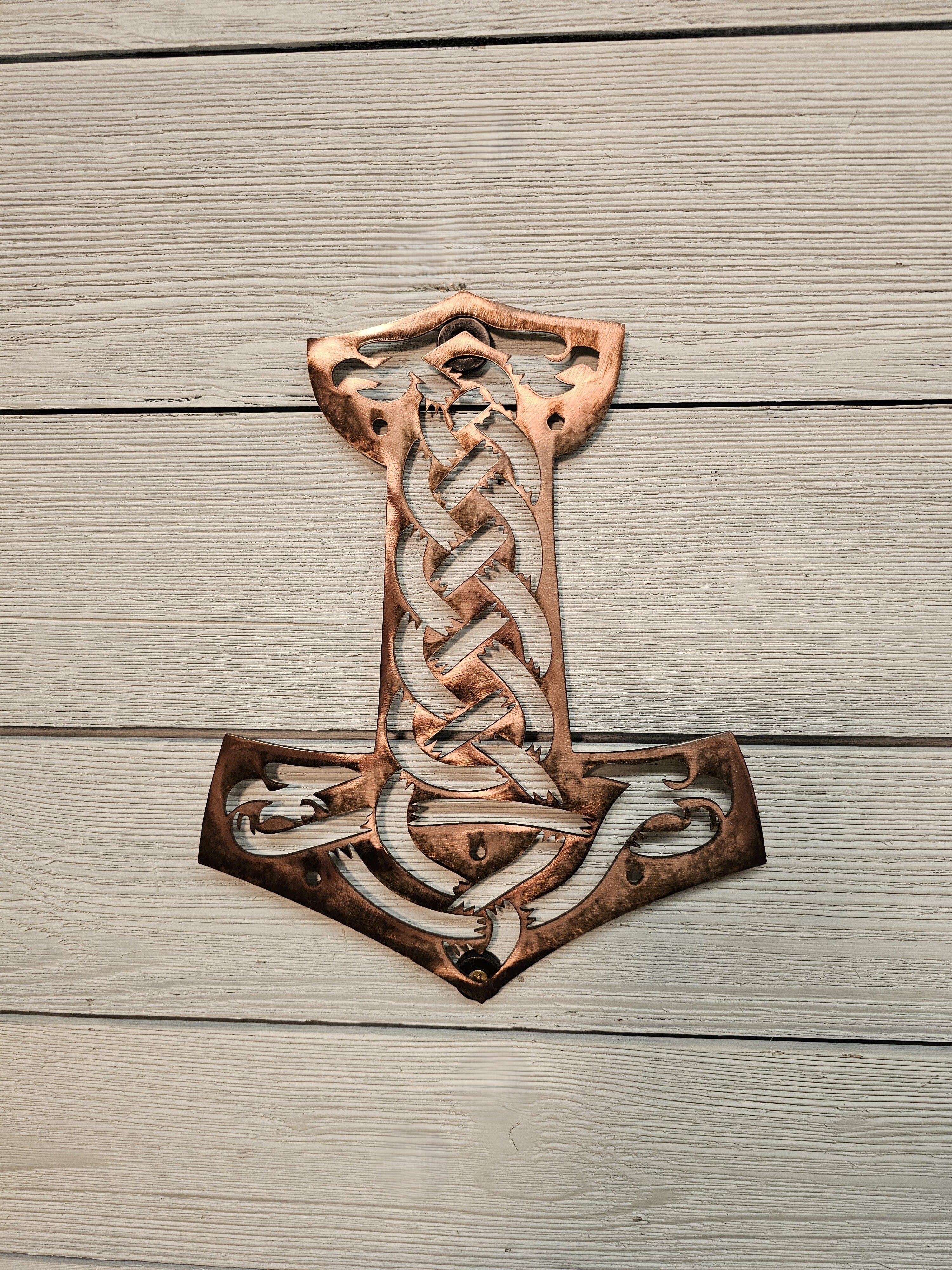 Viking Hammer Metal Wall Art Wall Art Third Shift Fabrication Vintage Copper 