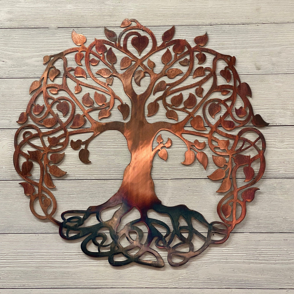 Celtic Tree of Life | Metal Wall Art on Copper Plated Steel | Woodland Forest and Fantasy Nature Wall Décor Wall Art Third Shift Fabrication Copper Torch with Dark Roots 36 Inch 