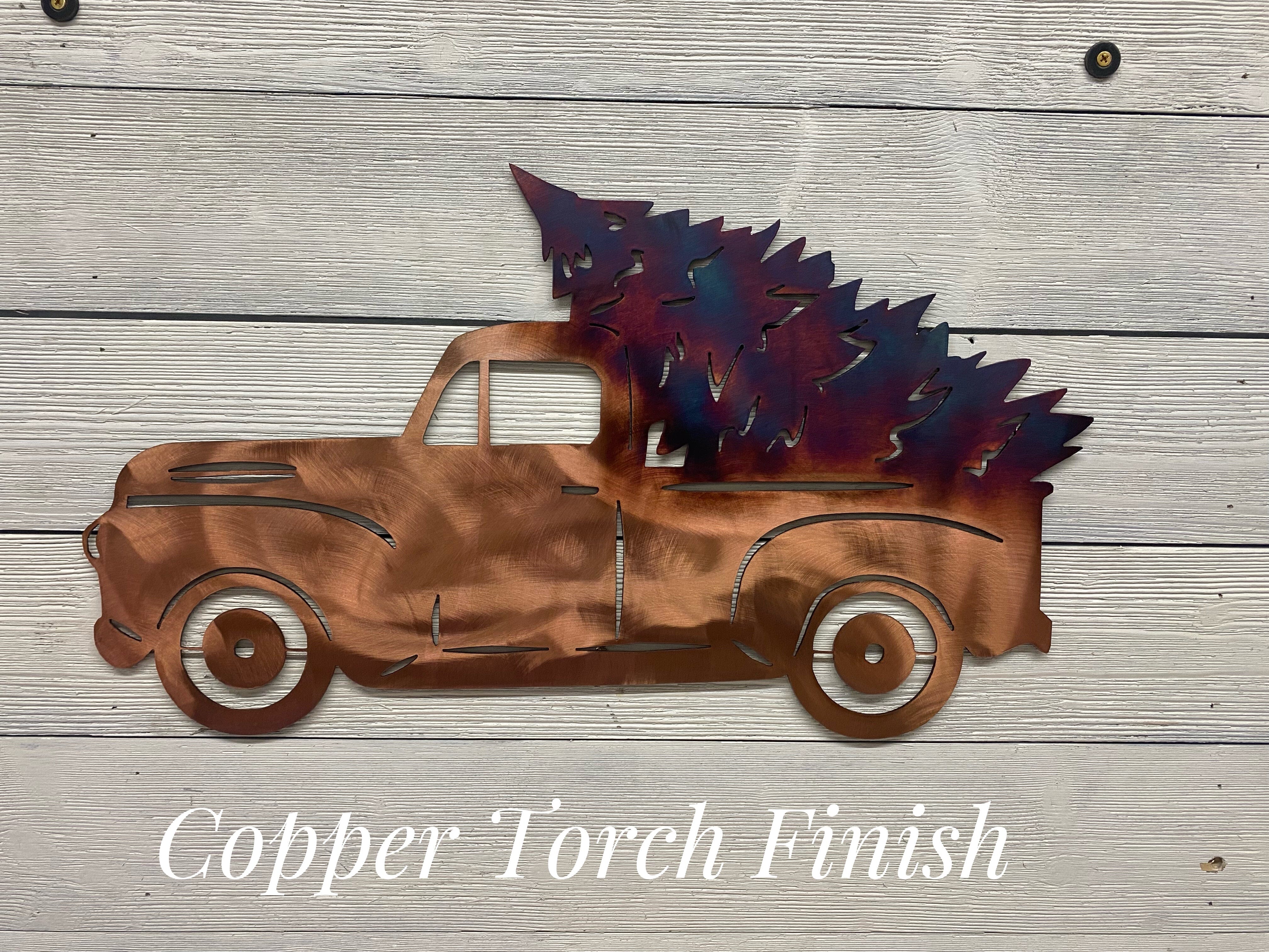 Christmas Tree Truck Metal Wall Art Wall Art Third Shift Fabrication Copper Torch 