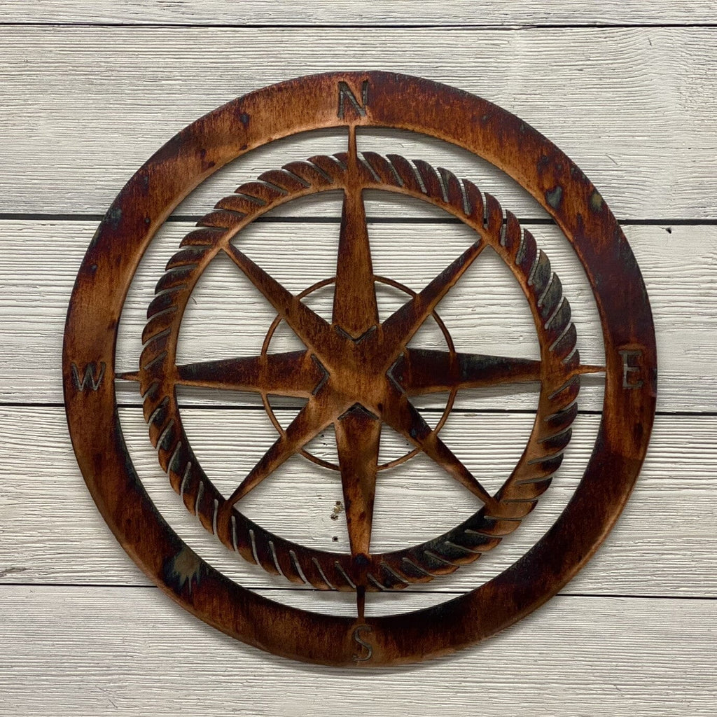 Compass Rose Wall Art Wall Art Third Shift Fabrication Copper River 15 Inch 