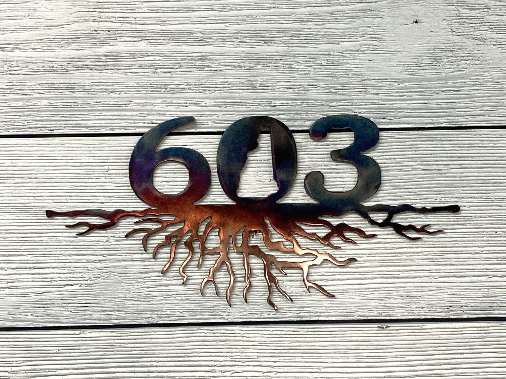 New Hampshire Roots | Handcrafted Copper Plated Steel | NH State Pride Home Roots Wall Art Third Shift Fabrication Small Copper Torch 