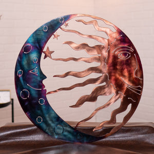 Sun and Moon Wall Art Wall Art Third Shift Fabrication Copper Torch 15 Inch 