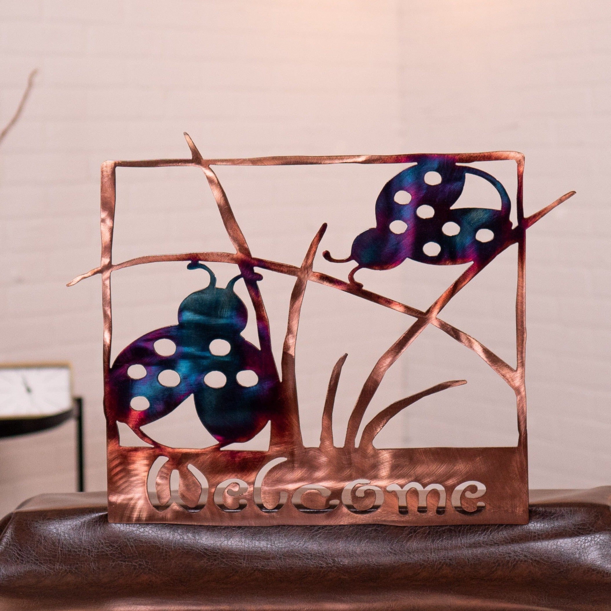 Welcome Sign - Ladybug Wall Art Third Shift Fabrication Copper Torch Welcome Sign - Ladybug (No Magnet Kit) $79.00 