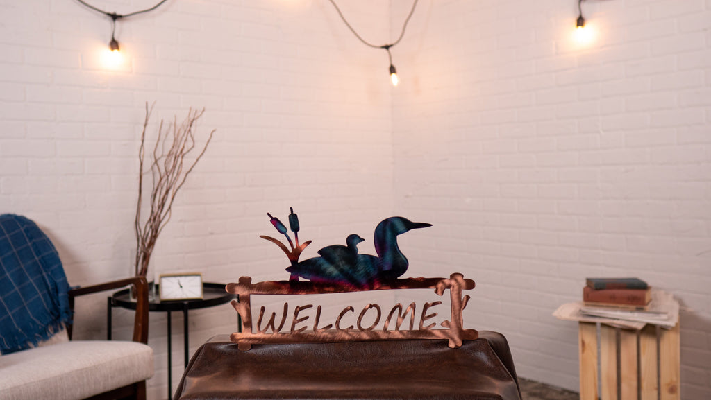 Welcome Sign - Loon Wall Art Third Shift Fabrication Copper Torch Welcome Sign - Loon (No Magnet Kit) $79.00 
