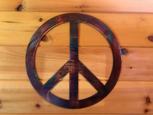 Woodstock Peace Sign Wall Art Third Shift Fabrication 24 inch (+Magnet Kit) Copper River 