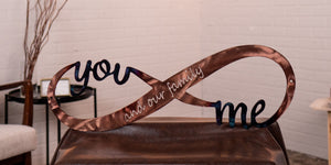 You & Me And Our Family Infinity Sign | Coper Plated Steel Sign | Love Wall Sign Wall Art Third Shift Fabrication Copper Torch 