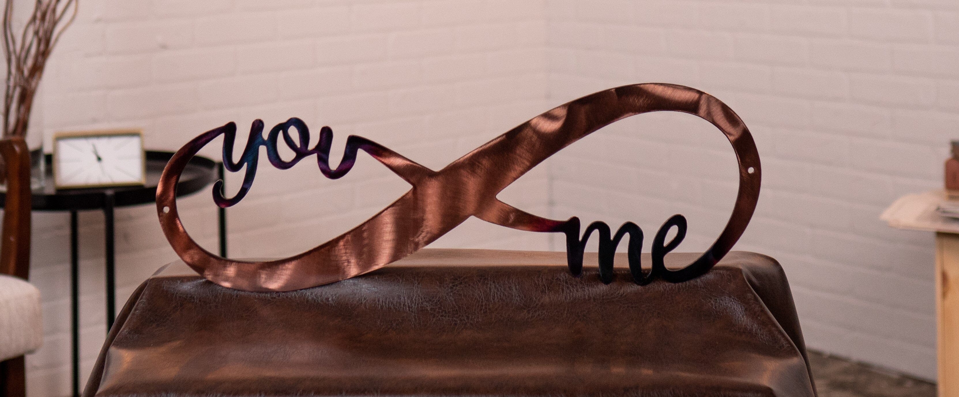 You & Me Infinity Sign | Coper Plated Steel Sign | Love Wall Sign Wall Art Third Shift Fabrication Copper Torch 
